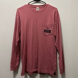 PINK Long Sleeve T-Shirt - Rose - Size: Extra Small